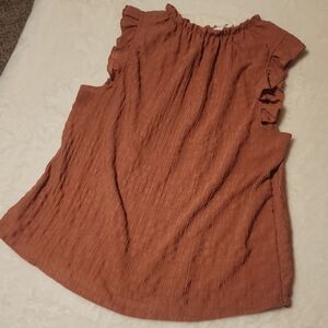 Women's Ruffled Sleeve Top - Rust